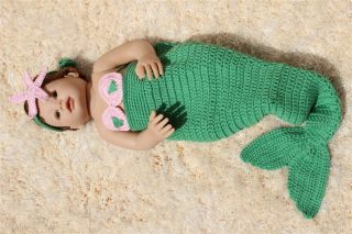 New Handmade Crochet Mermaid Tail Headband Newborn Baby Photo Prop 0 6month