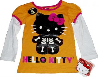 Little Girls Hello Kitty Halloween Shirt Long Sleeve Cat Witch Top Tee Costume