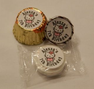 Personalized Hello Kitty Birthday Party Favor Candy Wrapper Hersheys Kiss Labels