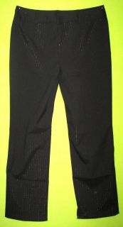 Nice First Option Sz 10P Petite Womens Black Metallic Striped Dress Pants 6N86