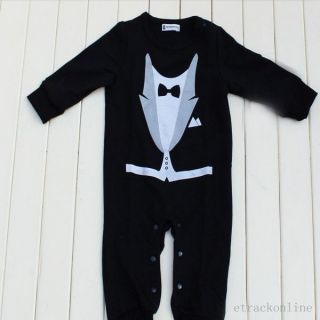 Baby Boy Formal Suit Tuxedo Romper Pants 3 18M Jumpsuit Gentleman Clothes