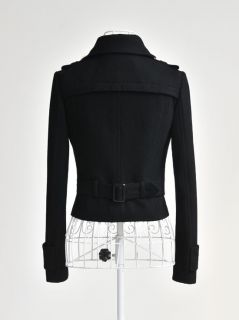New Womens Gossip Girl Fashion Gold Button Short Wool Blazer Coat Black E369