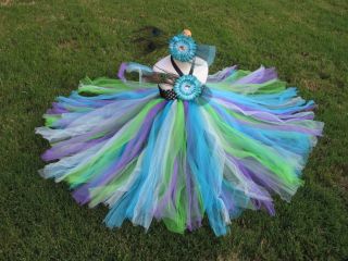 Peacock Tutu Dress Flower Girl Wedding Birthday Halloween Costume Pro 6months 4T
