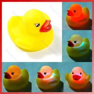 Baby Bath Fun Multi Color LED Flashing Duck Toy Rubber