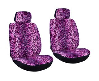 15pc Set Seat Cover Purple Leopard Cheetah Animal Floor Mat Wheel Belt Head Pads