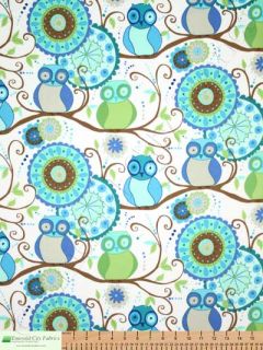 Free Spirit Della Flannel Owl Friends Ocean Baby Kids Cotton Quilt Fabric Yards