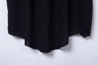 New Womens Fashion Heart Print Long Hem 3 4 Sleeve Loose T Shirts Black B1191