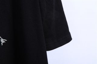 New Womens Fashion Heart Print Long Hem 3 4 Sleeve Loose T Shirts Black B1191