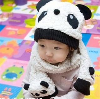 Fashion Baby Girlboy Love Toddler Beanie Scarf Panda Cartoon Cap Hat 1 5Y Infant