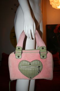 Juicy Couture Baby Pink Velour Cosmetic Makeup $205 Hand Bag