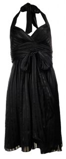 BCBGMAXAZRIA Petite Women's Silk Black Stripe Halter Dress 6P