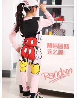 Baby Children Girl Minnie Mickey Clothes Sport Suit Long Sleeve Tshirt Pants Set