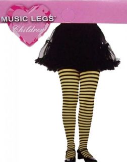 Girls Kids Costume Black Yellow Bumble Bee Garden Fairy Stripe Tights s M L XL