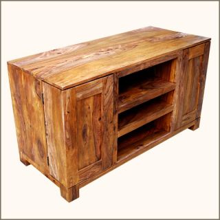 Rustic Solid Wood Media Console Entertainment Center TV Stand Storage Cabinet