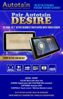 Desire 10 1 inch Car Headrest DVD Player Active and Portable 10 Autotain