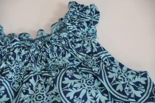Tea Collection Girona Tile Pocket Dress Navy Blue Smocked Neck Cover 2T
