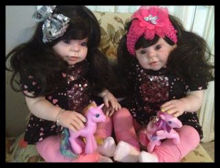 Reborn Toddler Baby Girl Doll Twins "Donna RuBert Kit" Pierced Ears Big Wardrobe