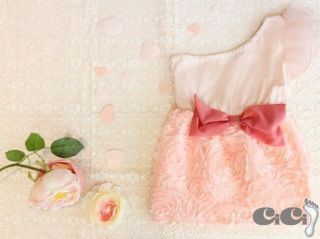 Boutique Kids Toddlers Girls One Shoulder Rose Party Bow Dress Soft 3 8T