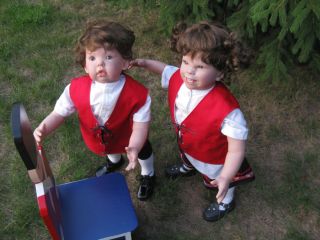 Reborn Toddler Twins Boy Girl Danish Folk Costume Baby Doll Tibby Stinker