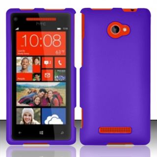 For HTC Windows Phone 8x 6990 Zenith at T T Mobile Verizon Rubberize Case Purple
