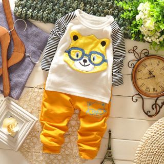 2pc New Baby Kids Outerwear Long Pants Set Clothes Bear Size 0 36months