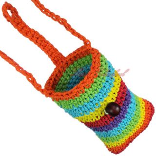 Souvenir Multi Color Handmade Crochet Knit Mobile Cell Phone Pouch Purse Bag
