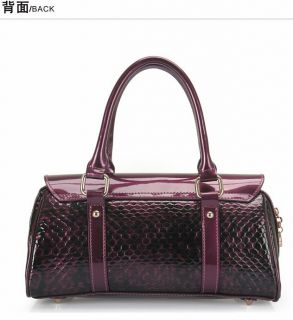 New Fashion Women Genuine Cowhide Leather Handbag Tote Evening Bag Purple