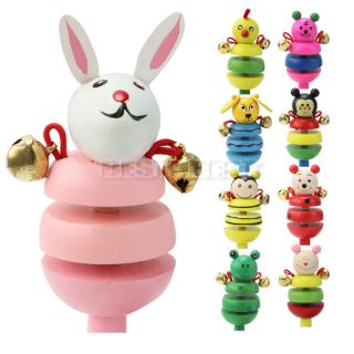 Creative Wooden Jingle Hand Bells Kids Toddler Baby Music Educational Toy Gift