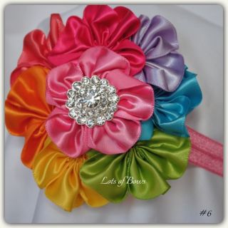 Lots of Bows Vintage Satin Rose Flower Baby Girl Ladies Hair Headband U Choose