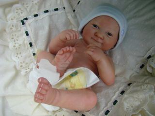 Reborn Baby Boy Painted Hair Full Torso Glass Eyes Prem Size May Be Baby