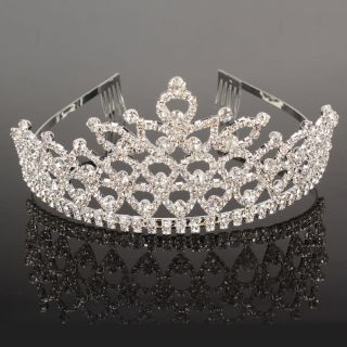 New Wedding Bridal Rhinestone Crown Headband Jewelry Tiara Hair Clip Pin CR182
