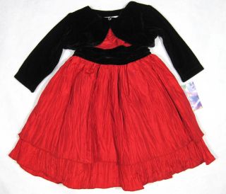 Baby Girls Red Dress Tiered Black Bolero Jacket Size 12 18 Months Blueberi