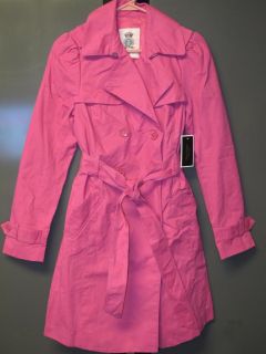 New Juicy Couture Hot Pink 22 Cotton Twill Trench Coat Women's Size Small