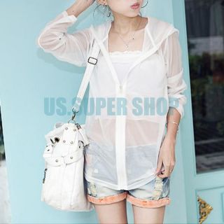 Girls Long Sleeve Sun Protection See Through Clothes Loose Cardigan Coat Tops