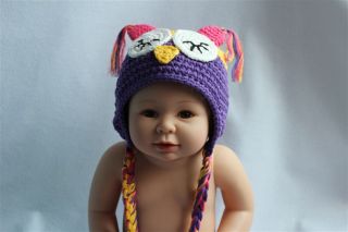 Cute Gorgeous Baby Newborn Toddler Owl Hat Beanie New Hot Pink Yellow Purple