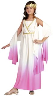 Girls Child Greek Goddess Roman Athena Pink Cream Dress Gown Costume
