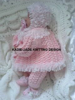Knitting Pattern 4 Premature Baby Reborn Doll 15 17 in 4 Piece Matinee Set