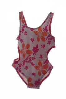 Girls Pink Orange 1 One Piece Swim Bathing Suit Monokini Swimsuit XS 4 5 New