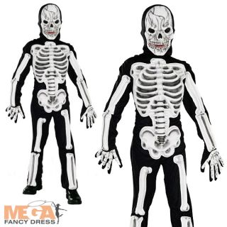 3D Skeleton Jumpsuit Mask Boys Fancy Dress Up Halloween Kids Child Costume 3 8