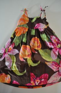 Baby Gap Girls Size 3T Summer Sundress Brown with Orchids Cute for Summer