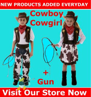 Cowboy Cowgirl Gun Fancy Dress Costume Child Boy Girl