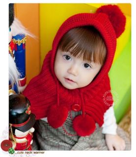 New Warm Cute Kids Toddlers Hooded Cape Scarf Shawl Knitting 2 8 Y H058