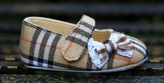 Newborn Reborn Baby Girl Plaid Soft Sole Shoes Mary Jane Size 0 3 3 6 6 9 Months