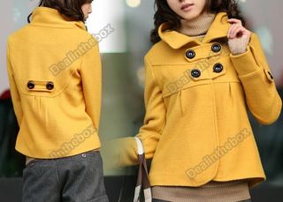 4 Colors Women Korean Fashion Temperament Woolen Turtleneck Coat Outwear Jacket