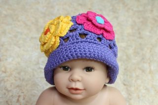 Lot 6 New Cute Handmade Cotton Baby Knit Crochet Flower Hat 2 3 Year Photo Prop