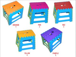 5 Color 11" Portable Folding Easy Foldable Plastic Step Stool Chair w Handle