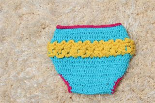 Cute Handmade Colorful Owl Newborn Baby Girl Knit Crochet Nappy Photo Prop New