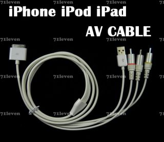 RCA Composite AV Video to TV USB Charge Cable for iPod Touch Nano iPhone4S 4 3GS