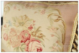 A Pair Chic Aubusson Pillow Rose Pink Queen Chair Bed Sofa Couch Bench Cushion