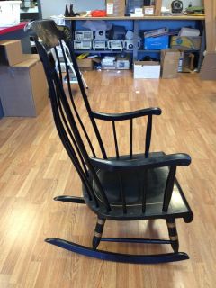 Nichols Stone Stenciled Black Windsor Rocker Rocking Chair Fruit Pattern